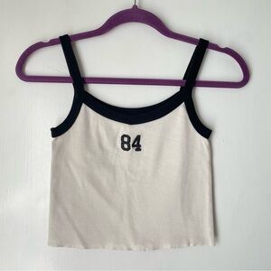 Brandy Melville John Galt Embroidered 84 Cropped Tank Top